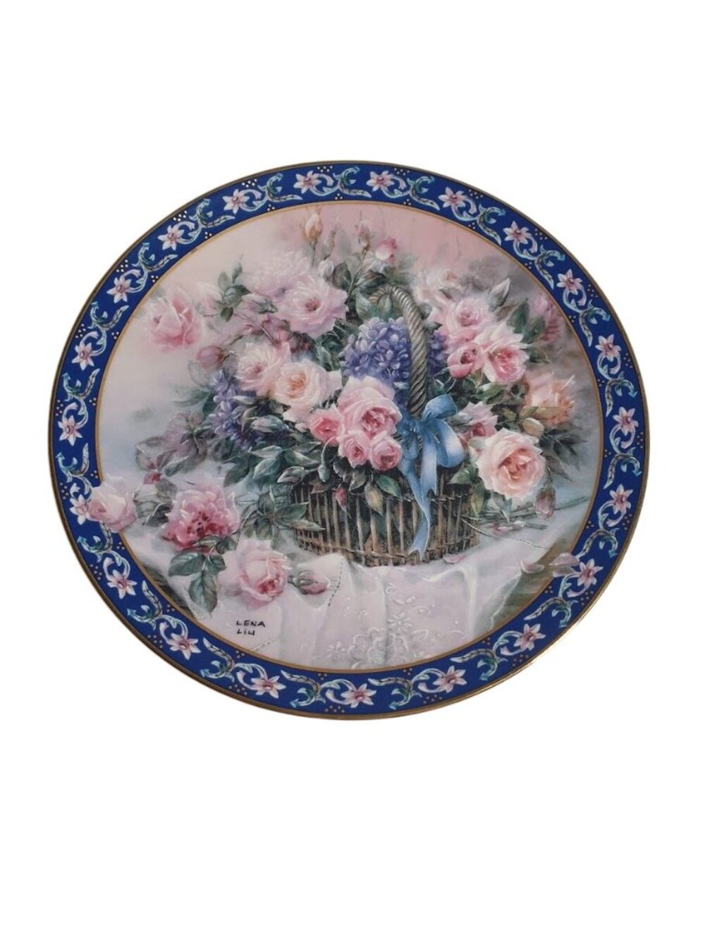 Lena Liu Roses Basket Bouquets Limited Edition Decorative Plate Fine Porcelain